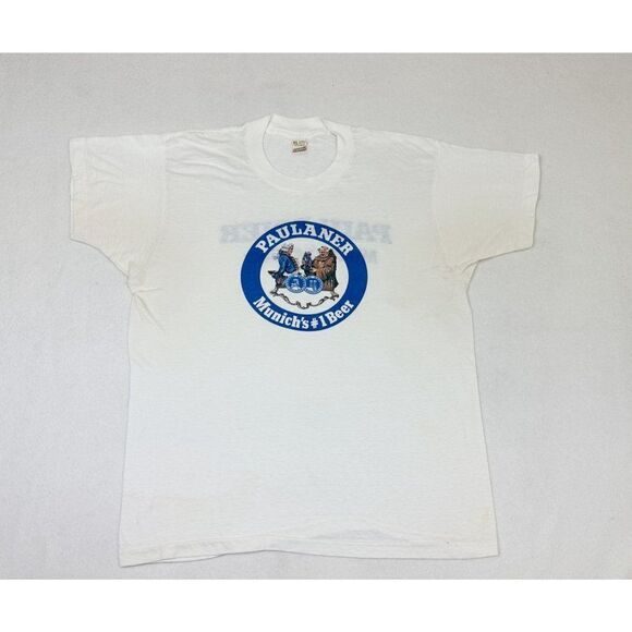 Vintage 80s Paulaner Beer T-Shirt XL Munich Germany Oktoberfest Single Stitch - Picture 2 of 10